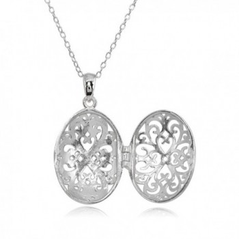 Sterling Polished Diamond Cut Filigree Necklace