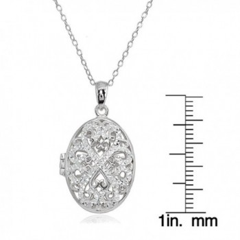 Sterling Polished Diamond Cut Filigree Necklace in Women's Lockets
