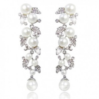 EVER FAITH Simulated Earrings Silver Tone - Cream Simulated Pearl Clear Silver-Tone - CL11C29X60F