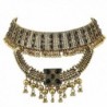 Retro Boho Tribal Tassel Collar Bib Chain Chunky Pendant Statement Necklace Choker for Women - Gold - CN12N79TBRY
