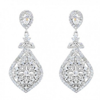 EVER FAITH 925 Sterling Silver Cubic Zirconia Gatsby Inspired Chandelier Teardrop Earrings Clear - CQ12F1SY5QH