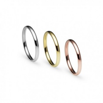 Stackable 3 Piece Set Silver Tone Gold Tone Rose Gold Tone Stainless Steel Wedding Band Ring - CH1802I9KSI