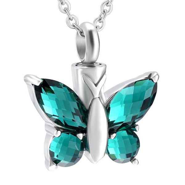 8497 Shiny Zircon Butterfly Ash Holder Memorial Cremation Urn Pendant Necklace For Pet/Human Ashes - CK188IXCKZ3
