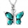 8497 Shiny Zircon Butterfly Ash Holder Memorial Cremation Urn Pendant Necklace For Pet/Human Ashes - CK188IXCKZ3