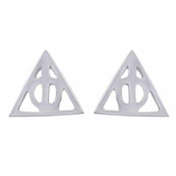 Harry Potter Deathly Hallows Stud Earrings In 14K Gold Over Sterling Silver - CW12NVYF0SK