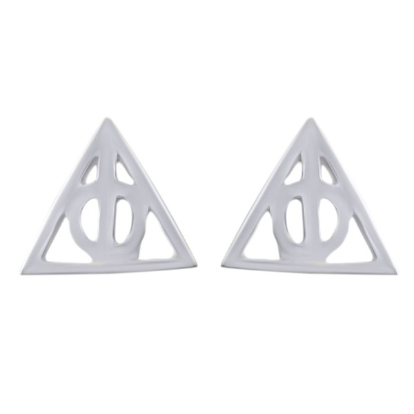 Harry Potter Deathly Hallows Stud Earrings In 14K Gold Over Sterling Silver - CW12NVYF0SK