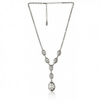 1928 Jewelry "Social Essentials" Filigree Y-Shaped Necklace- 16" - Silver-Tone - CQ11JPN5CK3