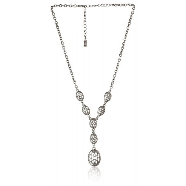 1928 Jewelry "Social Essentials" Filigree Y-Shaped Necklace- 16" - Silver-Tone - CQ11JPN5CK3
