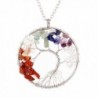 Pendant Necklace Gemstone Jewelry Mothers - Silver Round - CD186ORN8S6