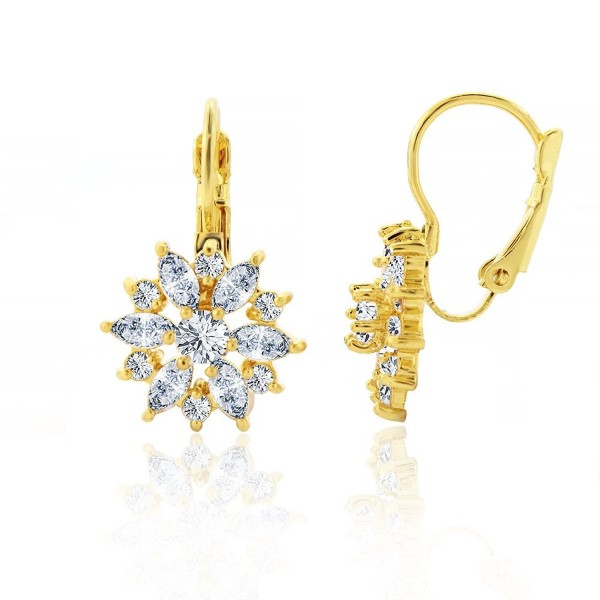 Plated Starburst Leverback Earring Yellow - Yellow Gold - CO12O28JLGT