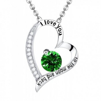 Necklace Birthstone birthday Sterling Swarovski - Emerald Love Heart Necklace - C6188AMNW37