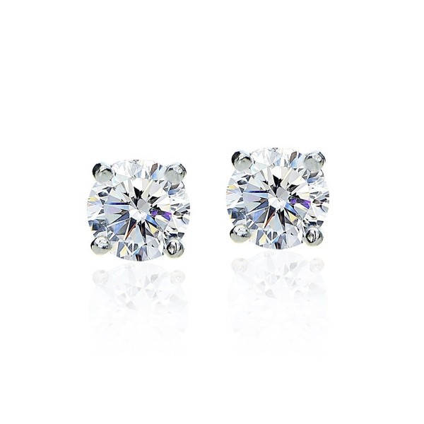 Sterling Silver 2ct Round Solitaire Stud Earrings set with Swarovski Zirconia - CE12CT49P2P