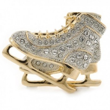 Two Tone Clear Austrian Crystal Skates Brooch - 40mm Width - CM11JI2N0A9