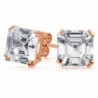 Bling Jewelry CZ Rose gold Square Asscher Cut Stud earrings 925 Sterling Silver 10mm - CN11VHDCWMP