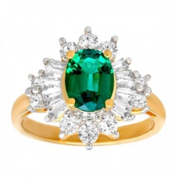 2 1/3 ct Created Emerald & Sapphire Ring in 14K Gold-Plated Sterling Silver - CX17YC8U522