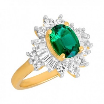 Created Emerald Sapphire Gold Plated Sterling