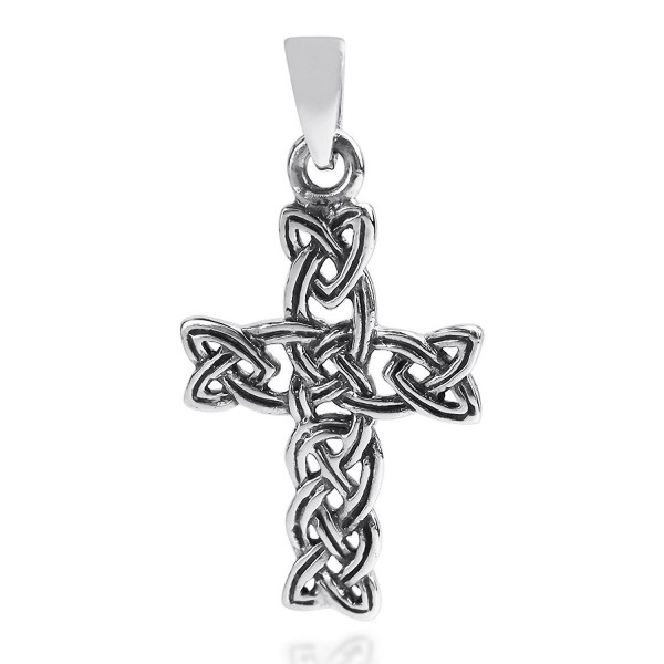 Celtic Triquetra Knot Cross .925 Sterling Silver Pendant - CI11KI30JTX