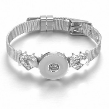 Stainless Steel Snaps Heart Charms Bracelet 20mm For 18mm Snap Button Snap Jewelry SZ0452g - CB186C7C36Y