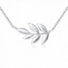 S925 Sterling Silver Olive Leaf Necklace for Women Lady- 18" Rolo Chain - C5185IXQQZD