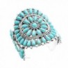 Aris Chunky Metalwork Cabochon Squash Blossom Turquoise Stone Cuff Bracelet Bundle: Bangle & Bag - CP189U578T6