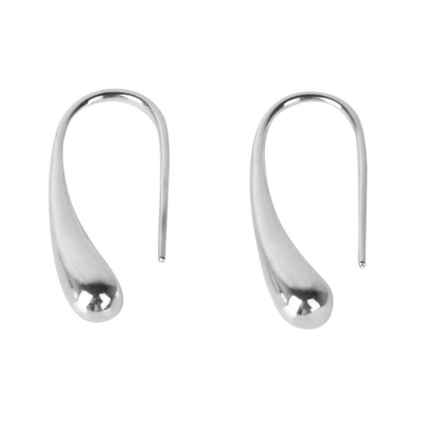 1 Pair Water Drop Hook Piercing Earring Ear Studs Silver - CL11WVO7Y9Z