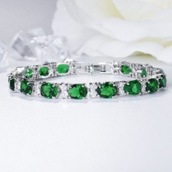 Wedding Cubic Zirconia Bracelet Chain Link Silver Tone - Green ...