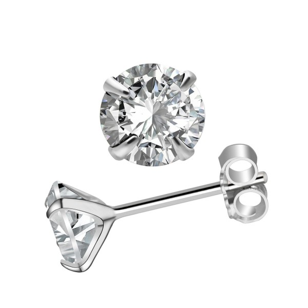 CIShop 18K Whitegold Plated Silver Brilliant Cut Simulated Diamond CZ Stud Earrings 3mm-6mm - 3MM - CO18669DL7G