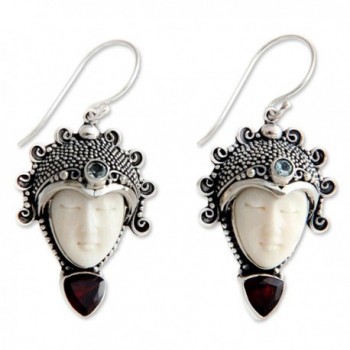 NOVICA .925 Sterling Silver Dangle Earrings with Garnet and Blue Topaz 'Princess Aura' (1.2 cttw) - CT127WDI295