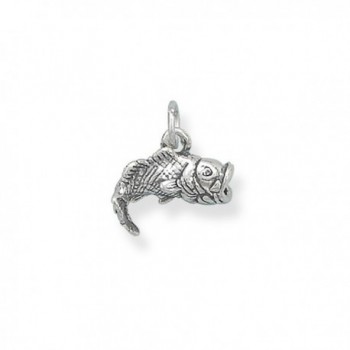 Corinna-Maria 925 Sterling Silver Big Mouth Bass Fish Charm - C91168KCD0N