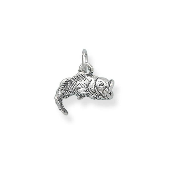 Corinna-Maria 925 Sterling Silver Big Mouth Bass Fish Charm - C91168KCD0N