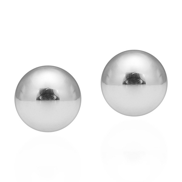 10 mm Half Ball Shiny Dome .925 Sterling Silver Post Earrings - CN11X6UN7N5