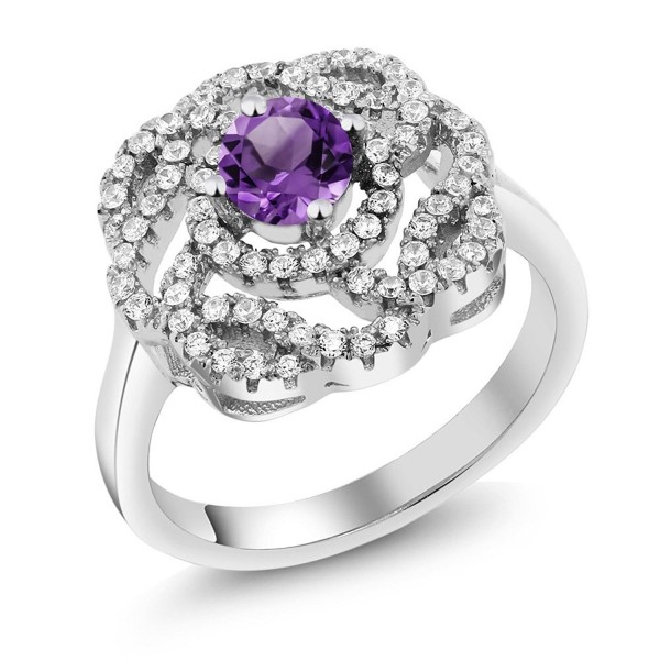 1.48 Ct Round Purple Amethyst 925 Sterling Silver Ring - C911LUFQ249