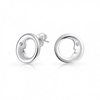 Bling Jewelry Celestial Smiling Crescent Moon Stud earrings 925 Sterling Silver 9mm - C411KENZUYL