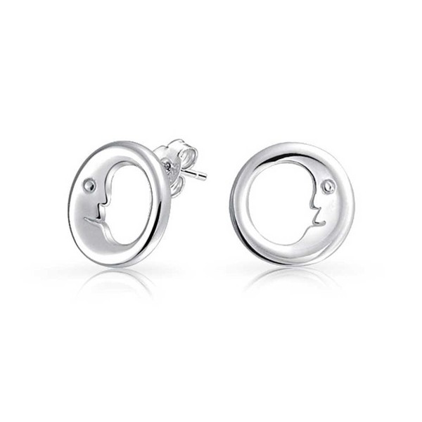 Bling Jewelry Celestial Smiling Crescent Moon Stud earrings 925 Sterling Silver 9mm - C411KENZUYL
