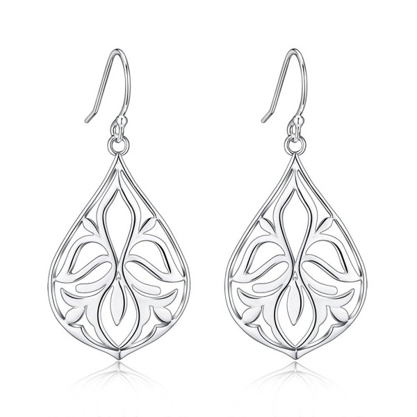 Highly Polished Sterling Silver Filigree Dangle Drop Earrings-Just Launched - CP17YGMUM0I