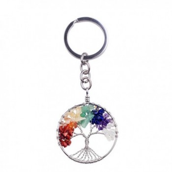 Keychian Natural Crystal Pendant Keyring - 7 Chakra Gemstone(new style)) - CD17YDOIWYK