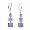 Violet- Lavender Cube Earrings made with Swarovski Crystal Elements Sterling Silver Lever-Back - CK11TBIA2S3