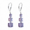 Violet- Lavender Cube Earrings made with Swarovski Crystal Elements Sterling Silver Lever-Back - CK11TBIA2S3