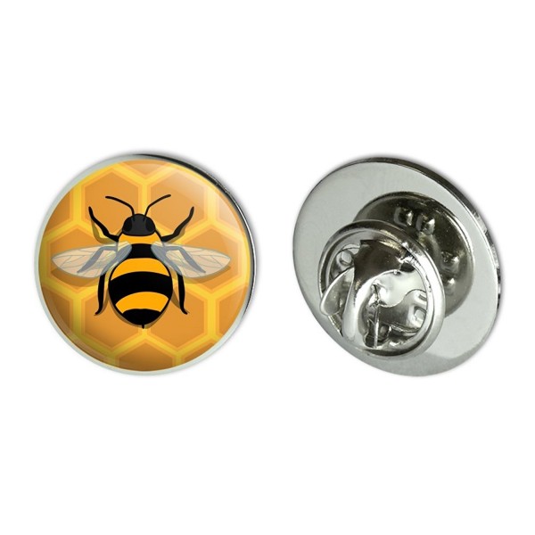 Bee on Honeycomb Metal 0.75" Lapel Hat Pin Tie Tack Pinback - CC186I37W37