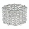 EVER FAITH Women's Austrian Crystal Wedding Art Deco Layers Stretch Bracelet - Silver-Tone - CA11SCF0XKJ