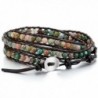 MOWOM Alloy Genuine Leather Bracelet Bangle Cuff Rope Bead 3 Wrap Adjustable - 03.multi - CK120GEL46F