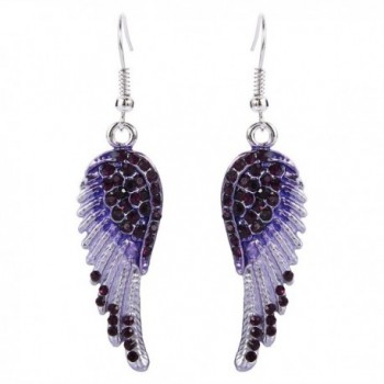 EVER FAITH Angel Wing Hook Earrings Austrian Crystal Silver-Tone - Amethyst Color - C911FN4ZEU1