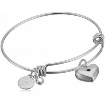 Halos & Glories- "Heart" Charm Bangle Bracelet - Shiny Silver - CL185O5NQUD