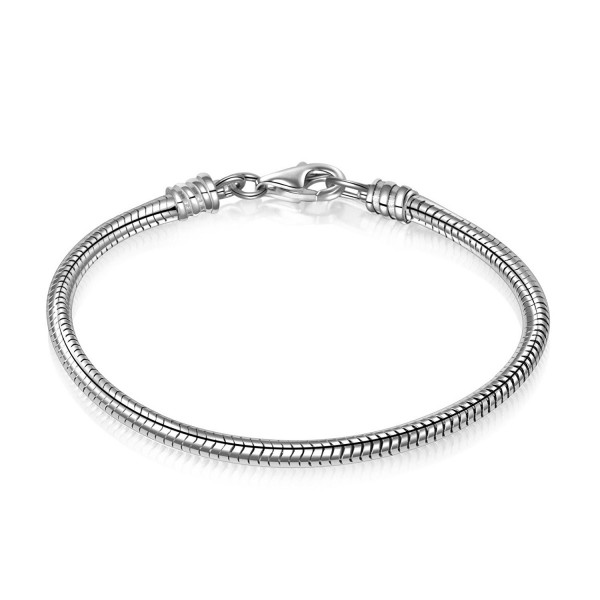 925 Sterling Silver Snake Chain Bracelet for European Bracelets Charms Bead - 6.7 Inches - CP1852YRQ8L