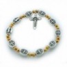 St. Benedict Medal Stretch Bracelet with Gold-Tone Beads - CQ12D0F8J3N
