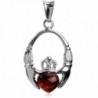 Amber Sterling Silver Claddagh Celtic Irish Heart Pendant - CZ112DDUZVN