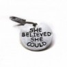 Hand Stamped Aluminum Round Key Chain - She Believed She Could So She Did - Comic Sans Font - CI12680VBXR