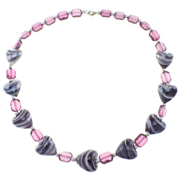 Fashion Necklace- Pink Plastic Bead Heart Jewelry for Women - CF118LU3X1B