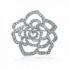 Bling Jewelry Pave Clear Crystal Flower Brooch Rose Pin Silver Plated - CP11BS2D68T