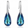 EleQueen 925 Sterling Silver CZ Teardrop Hook Dangle Earrings Made with Swarovski Crystals - Bermuda Blue - CW12BCP5T9F